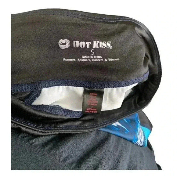 Hot Kiss NWT Leggings Size Small Leopard Animal Print Neon Blue Performance - Picture 10 of 11